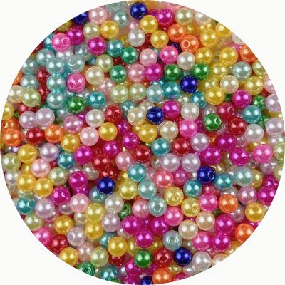 1000 Pcs Pearl Craft Beads - Loose Pearls, 6mm Round Spacer Beads for Earring, Bracelet, Necklace, Key Chains, Jewelry DIY Craft Making, Decoration and Vase Filler (6mm, Mix Colors)