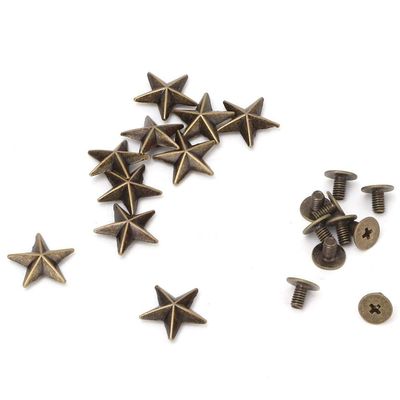 10PCS Leathercraft Rivets, Star Shaped Metal Studs Clothing Snaps Studs and Spikes for Clothing Bags Belts Shoes Accessories (Bronze)