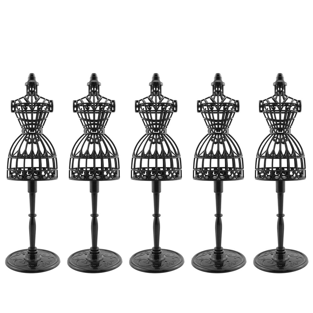 JCBIZ 5pcs Doll Clothes Model Rack Black 220mm Hollow Art Model Frame Clothes Gown Display Mini Mannequin Model for Doll Toy Display