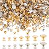 FINGERINSPIRE 280 Sets 7 Sizes Clear Rhinestone Rivets (5~11mm) Platinum & Gold Crystal Rivets Metal Double Cap Rhinestone Stud Rivets Studs for Leather Clothes Arts Crafts Decor view 1