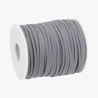 uxcell Suede Cord, 49.21 Yards 2.6mm Flat Leather Thread String for Purse Handbag Shoelace DIY Crafts Bracelet Making, Dark Gray 1 Roll
