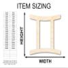 Unfinished Wood Gemini Sign Shape Zodiac Craft up to 46" 12" / 1/8" view 2