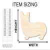 Unfinished Wood Corgi Shape Pet Craft up to 46" 20" / 1/2" view 2