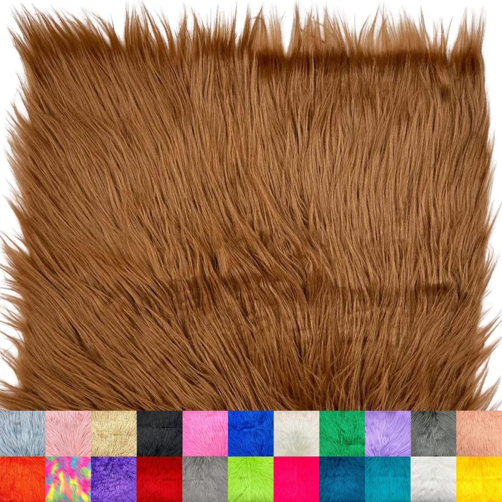 Ice Fabrics Faux Fur Fabric Squares - 10x10 Inches Pre-Cut Craft Fur - Shaggy Mohair Fabric for Costumes, Apparel, Rugs, Pillows, Decorations and More - Light Brown - 10"x10"