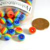 100 Rainbow Stripe 8mm Round Plastic Acrylic Jewelry Resin Beads with Red Orange Yellow Green Blue Opaque Striped Lines view 2