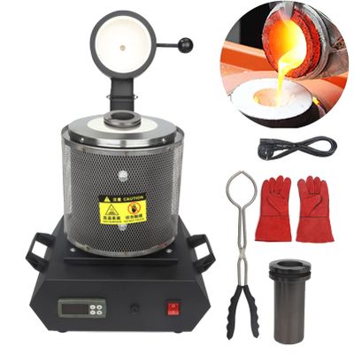 GIZMIT 1750W Gold Melting Furnace, 1150 Electric Digital Melting Furnace Machine with Graphite Crucible Gold, Silver, Copper and Aluminum Smelter Casting Refining Kiln Tools,2kg-Black with Network