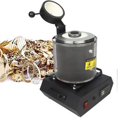 GIZMIT 1750W Gold Melting Furnace, 1150 Electric Digital Melting Furnace Machine with Graphite Crucible Gold, Silver, Copper and Aluminum Smelter Casting Refining Kiln Tools,1kg-Red No Network