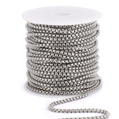 33 Feet Stainless Steel Rolo Box Chain, 3.5mm Wide 304 Stainless Steel Round Rolo Link Chains Roll Bulk for Jewelry Making