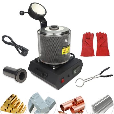 GIZMIT 1750W Gold Melting Furnace, 1150 Electric Digital Melting Furnace Machine with Graphite Crucible Gold, Silver, Copper and Aluminum Smelter Casting Refining Kiln Tools,3kg-Black with Network