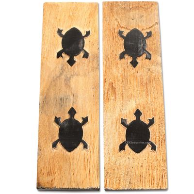 Buffalo Horn Handle Scales - (Unique Turtle Graphic) - (Black/Brown/Tan) - (5.0 x 1.50 x 0.187)