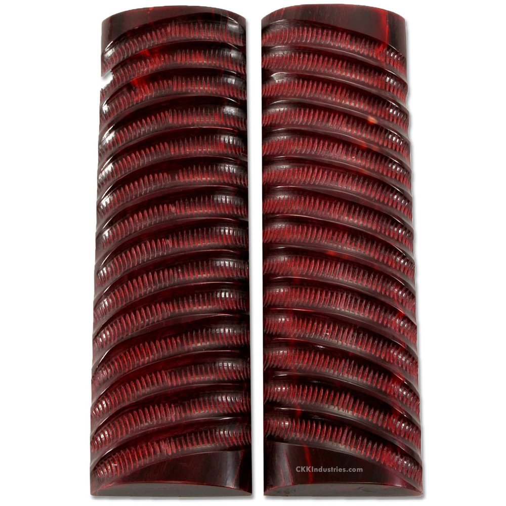 Buffalo Horn Handle Scales - (Impala Jigged) - (Wine Red) - (5.0 x 1.50 x 0.375)