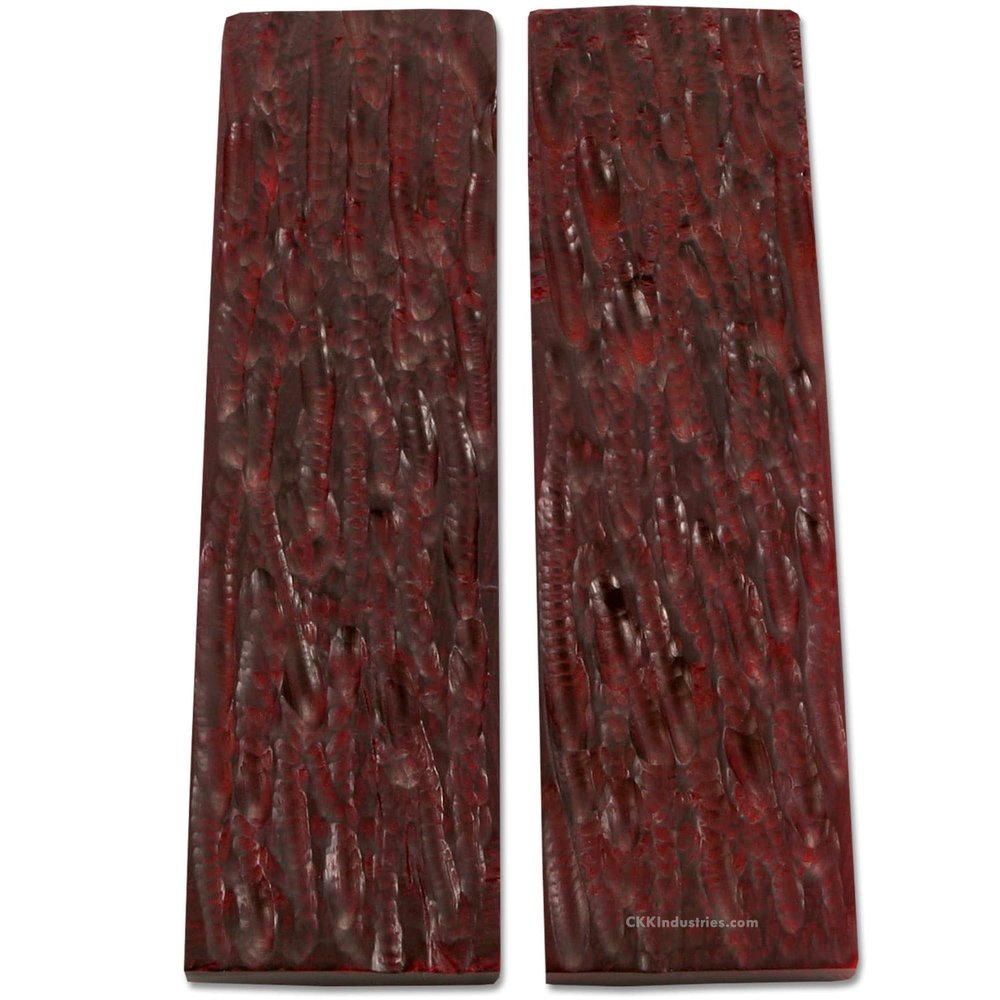 Buffalo Horn Handle Scales - (Stag Jigged) - (Wine Red) - (4.50 x 1.25 x 0.25)