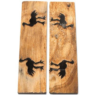 Buffalo Horn Handle Scales - (Unique Ostrich Graphic) - (Black/Brown/Tan) - (4.50 x 1.25 x 0.187)
