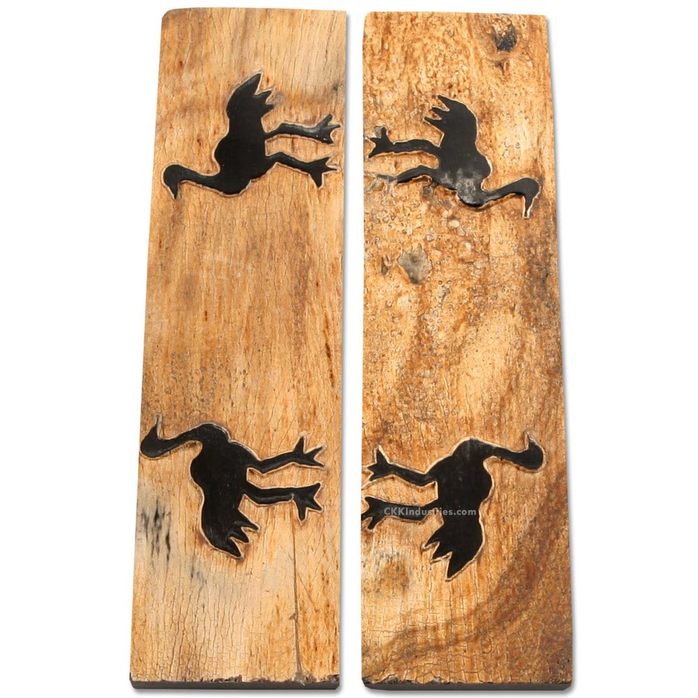 Buffalo Horn Handle Scales - (Unique Ostrich Graphic) - (Black/Brown/Tan) - (4.50 x 1.25 x 0.187)