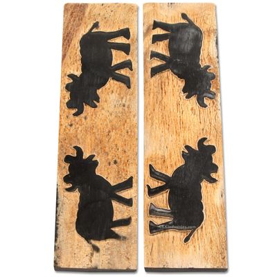 Buffalo Horn Handle Scales - (Unique Ox Graphic) - (Black/Brown/Tan) - (4.50 x 1.25 x 0.187)