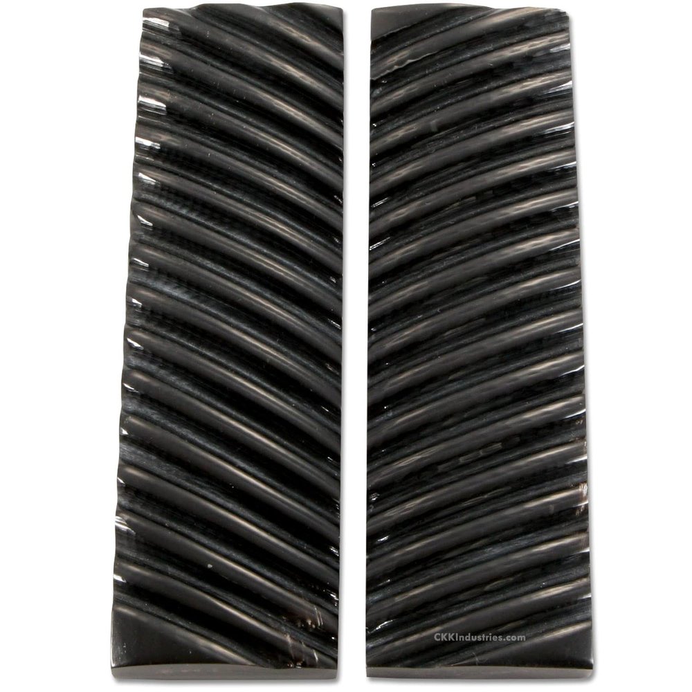 Buffalo Horn Handle Scales - (Swirled) - (Black) - (5.0 x 1.50 x 0.375)