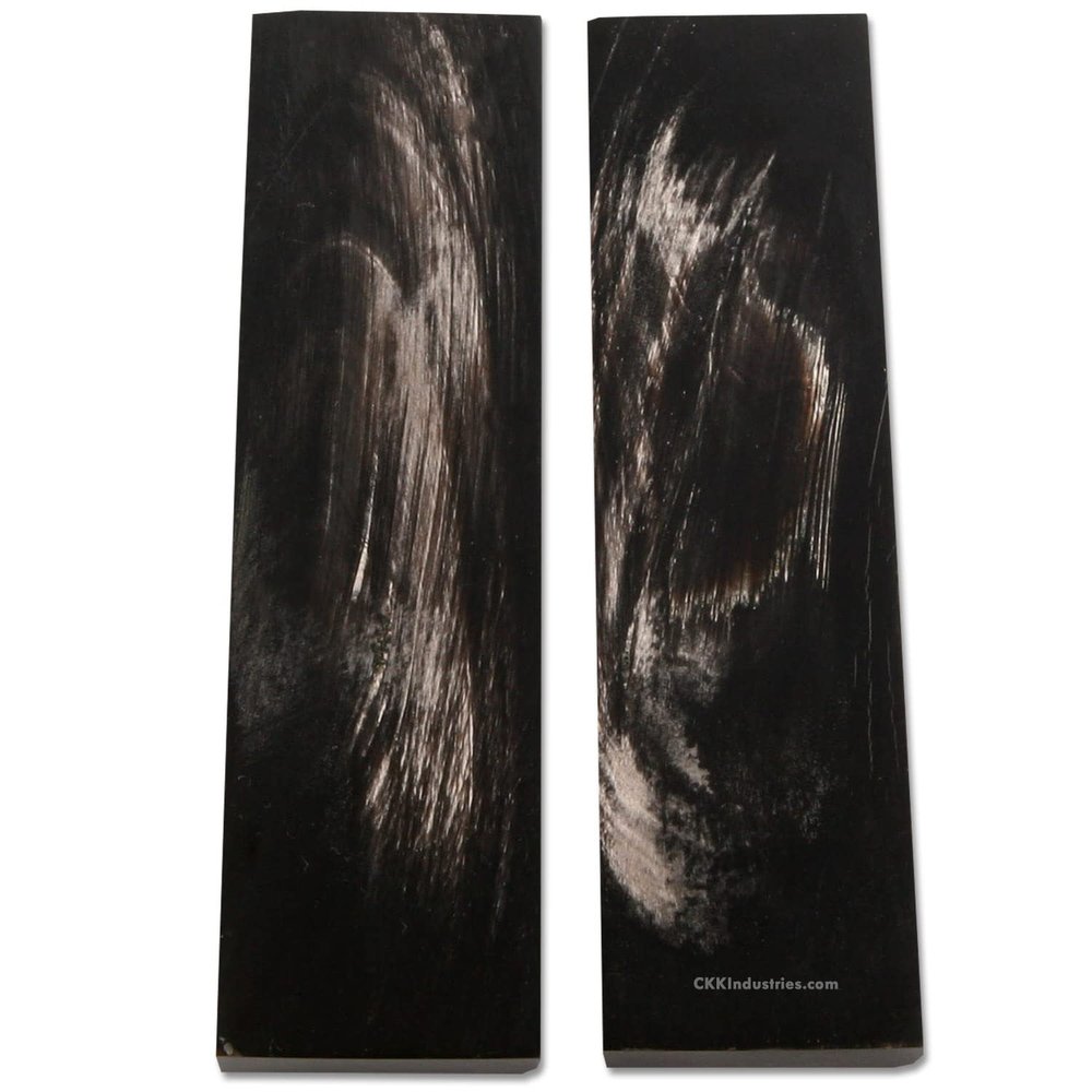 Buffalo Horn Handle Scales - (Flat Top) - (Black/White) - (5.0 x 1.50 x 0.25)