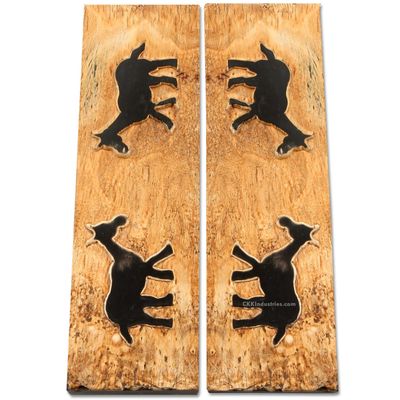 Buffalo Horn Handle Scales - (Unique Donkey Graphic) - (Black/Brown/Tan) - (5.0 x 1.50 x 0.187)