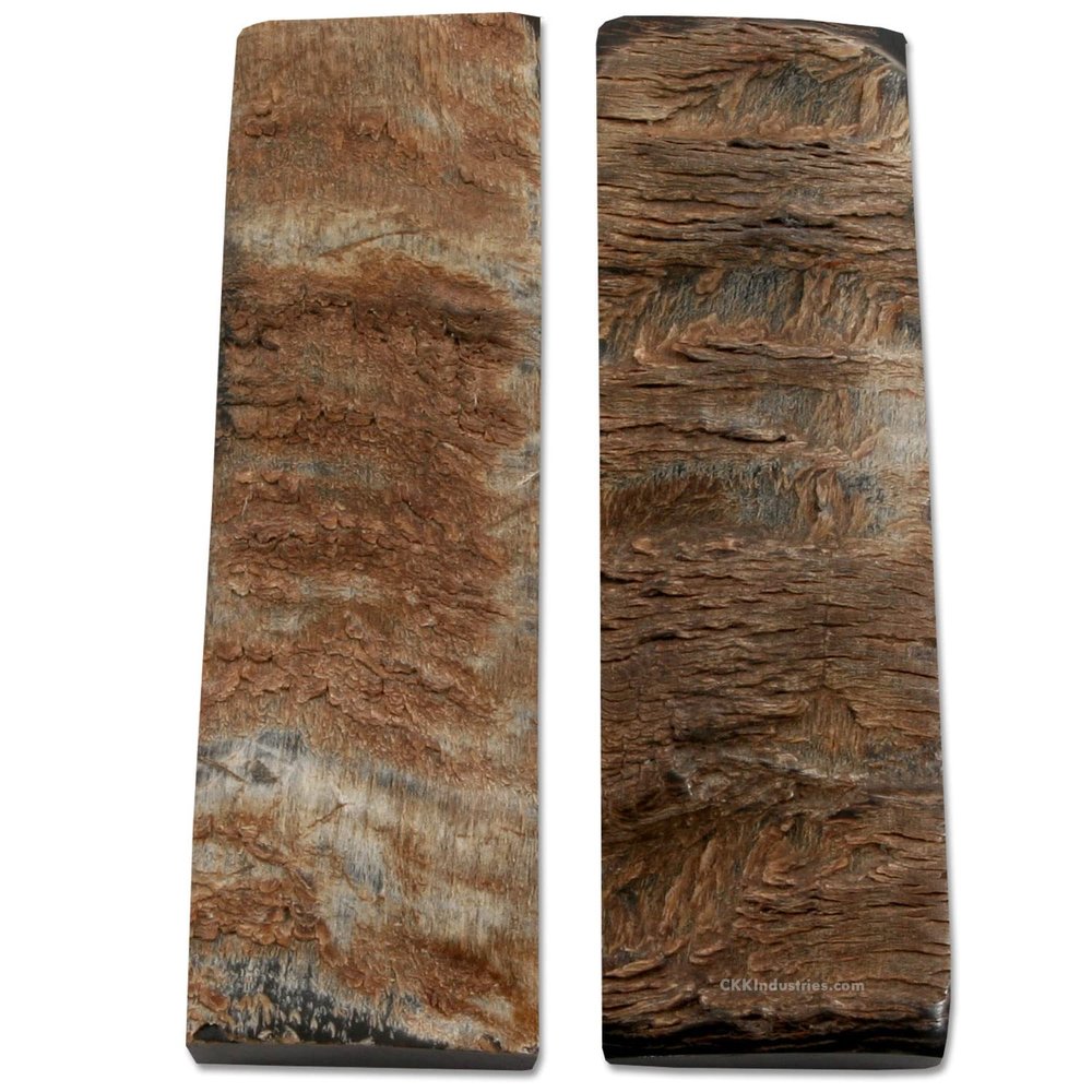 Buffalo Horn Handle Scales - (Bark) - (Amber/Black) - (3.50 x 1.125 x 0.187)