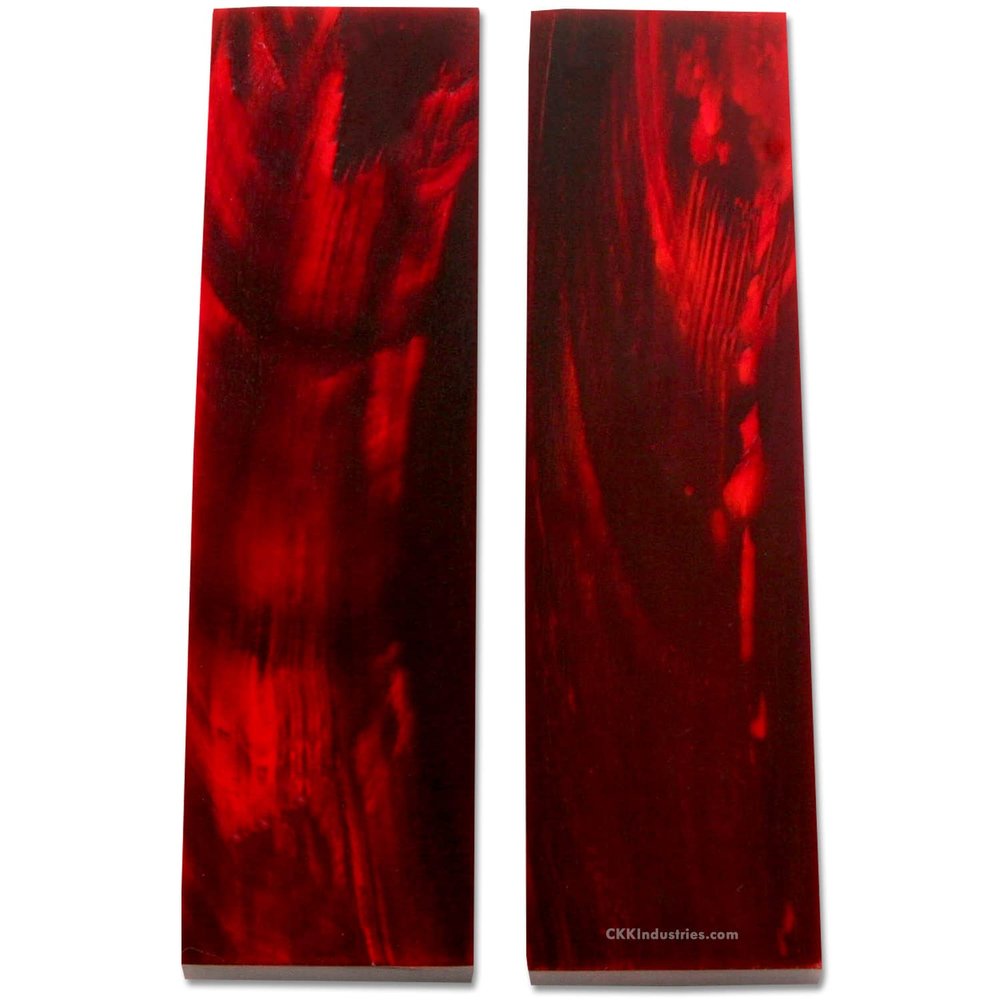 Buffalo Horn Handle Scales - (Flat Top) - (Wine Red) - (4.50 x 1.25 x 0.25)