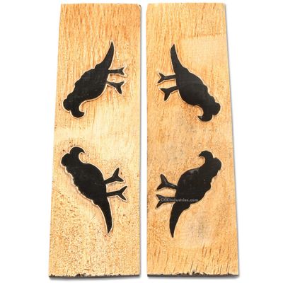 Buffalo Horn Handle Scales - (Unique Parrot Graphic) - (Black/Brown/Tan) - (5.0 x 1.50 x 0.187)