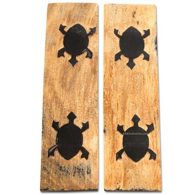 Buffalo Horn Handle Scales - (Unique Turtle Graphic) - (Black/Brown/Tan) - (4.50 x 1.25 x 0.187)