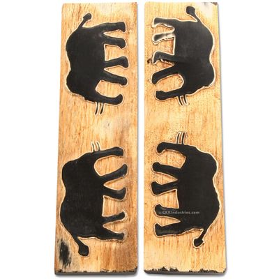 Buffalo Horn Handle Scales - (Unique Elephant Graphic) - (Black/Brown/Tan) - (4.50 x 1.25 x 0.187)