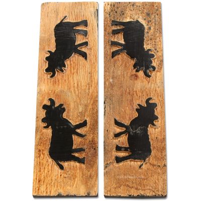 Buffalo Horn Handle Scales - (Unique Ox Graphic) - (Black/Brown/Tan) - (5.0 x 1.50 x 0.187)