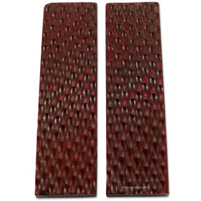 Buffalo Horn Handle Scales - (Standard Jigged) - (Wine Red) - (4.50 x 1.25 x 0.25)