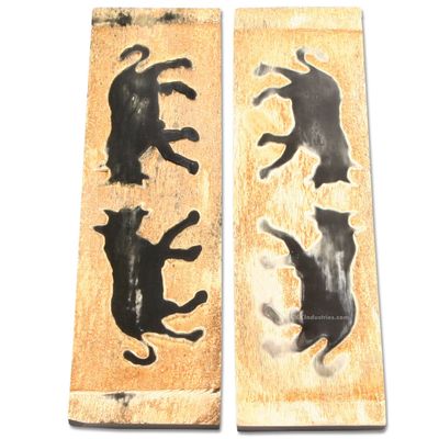 Buffalo Horn Handle Scales - (Unique Wolf Graphic) - (Black/Brown/Tan) - (5.0 x 1.50 x 0.25)