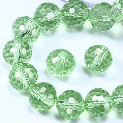 Dowarm 10MM Round Crystal Beads for Jewelry Making, Light Green Faceted Crystal Glass Beads for Crafts Bracelet Wind Chimes Suncatcher, #5003 Rondelle Spacer Beads, Loose Gemstones, 50PCS