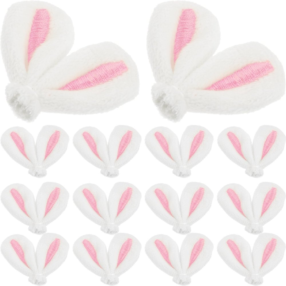 Amosfun 20Pcs Plush Rabbit Ear Hairpin Accessories Mini Bunny Ear Clips Hairpins DIY Accessories for Women Girls Hair Clips Decor Craft Supplies