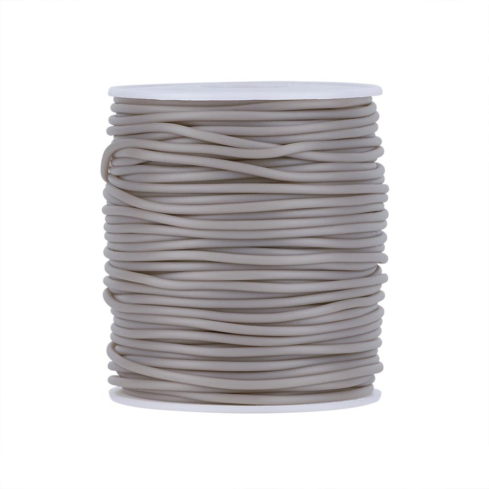 FASHEWELRY 54.68 Yards Hollow Pipe Rubber Cords 2mm Rubber Hollow Tube Cords Tubing Knitting Barber Cord with 1mm Hole for Knitting Projects (Gray)