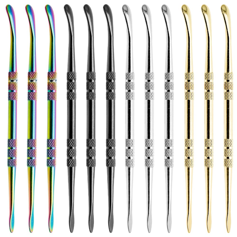 HARSKIYER 12pcs Wax Carving Tools, 4.75 Inch Stainless Steel Double-Ended Sculpting Spoon Tool Clay Sculpting Tools Wax Carving Sculpting Tools(Golden & Silver & Rainbow & Black)