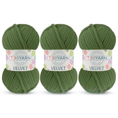 3 Pack Velvet Yarn for Crocheting - Chenille Yarn, 132 Yards Amigurumi Yarn, Fluffy Yarn, Plush Yarn, Baby Blanket Yarn for Crocheting, Size 6