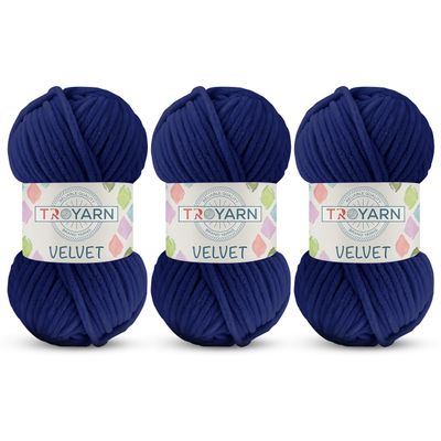 3 Pack Velvet Yarn for Crocheting - Chenille Yarn, 132 Yards Amigurumi Yarn, Fluffy Yarn, Plush Yarn, Baby Blanket Yarn for Crocheting, Size 6