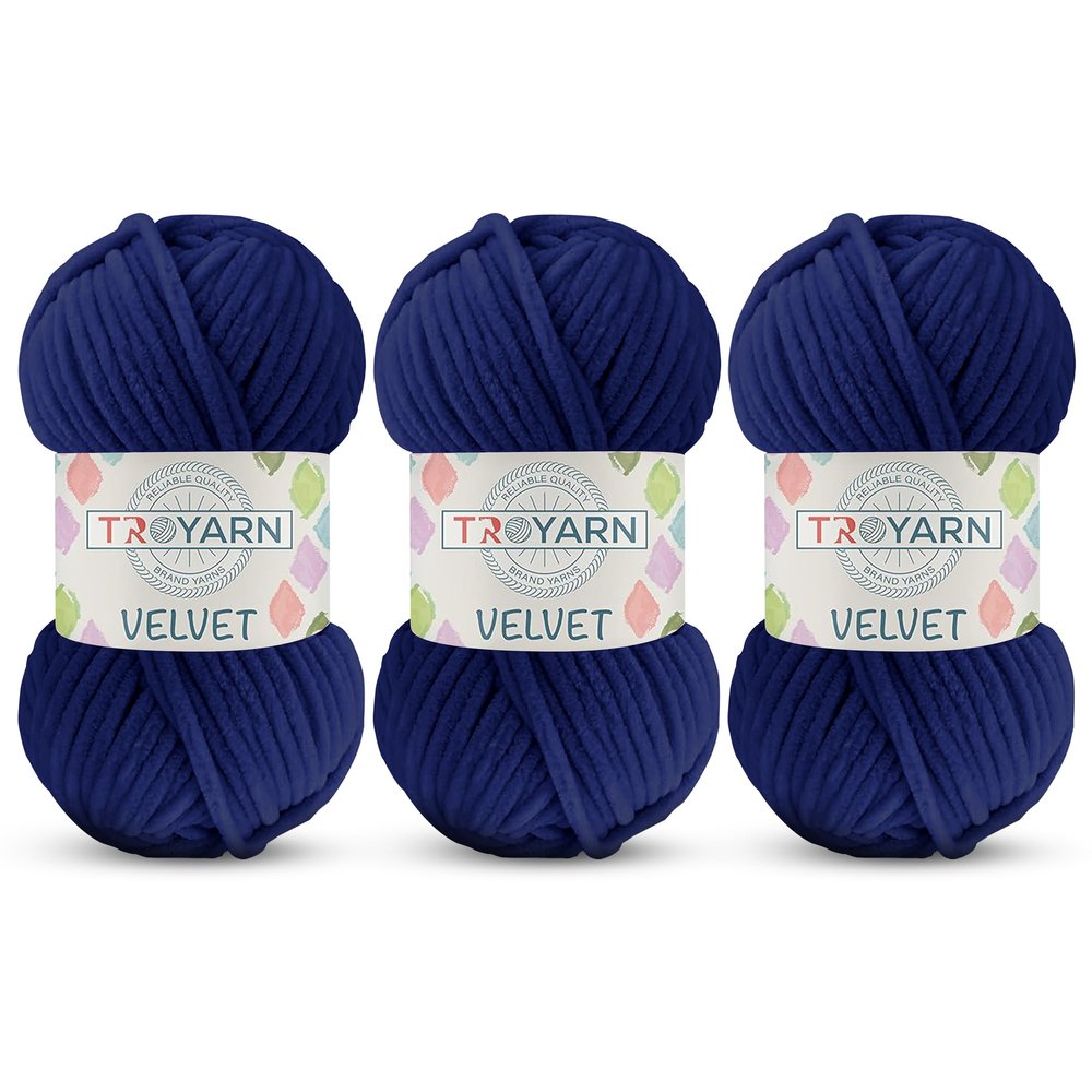 3 Pack Velvet Yarn for Crocheting - Chenille Yarn, 132 Yards Amigurumi Yarn, Fluffy Yarn, Plush Yarn, Baby Blanket Yarn for Crocheting, Size 6