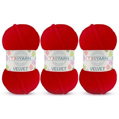 3 Pack Velvet Yarn for Crocheting - Chenille Yarn, 132 Yards Amigurumi Yarn, Fluffy Yarn, Plush Yarn, Baby Blanket Yarn for Crocheting, Size 6