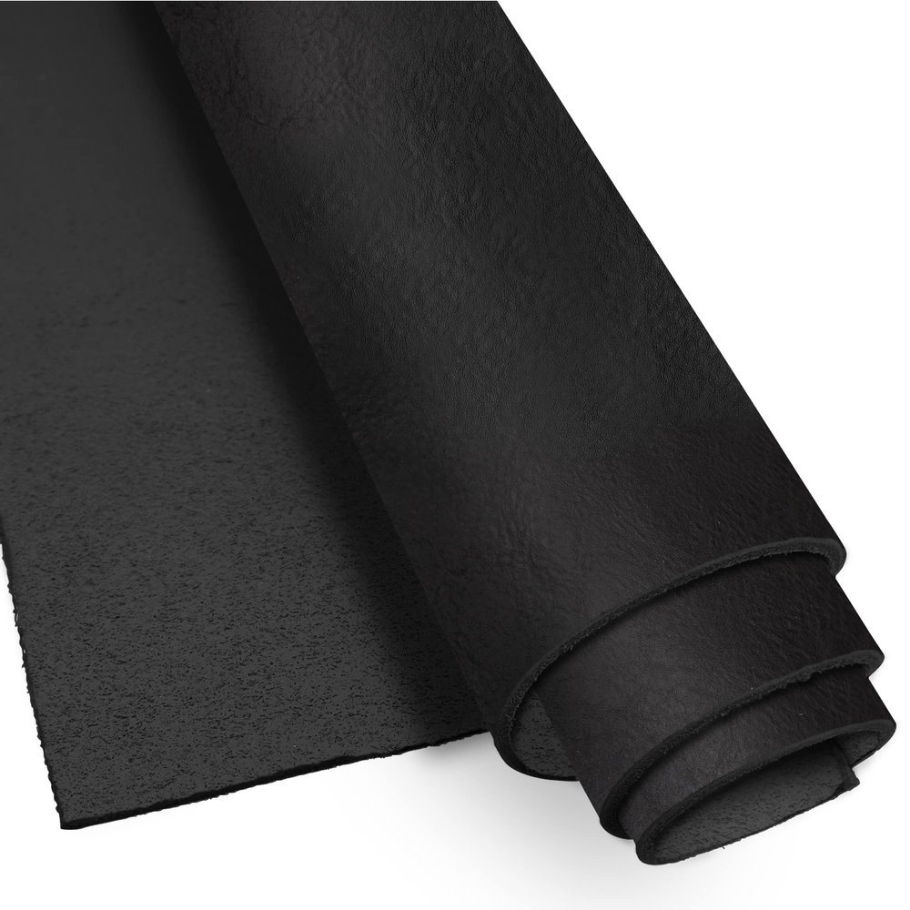 European Leather Work Buffalo Hide 8-10 oz (3-4mm) | Pre-Cut Size: 12"x48" | Black - Full Grain Leather for Tooling, Stamping, Molding, Engraving