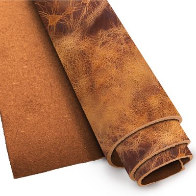 European Leather Work Buffalo Hide 8-10 oz (3-4mm) | Pre-Cut Size: 12-15 SQ FT | Vintage Tan - Full Grain Leather for Tooling, Stamping, Molding, Engraving