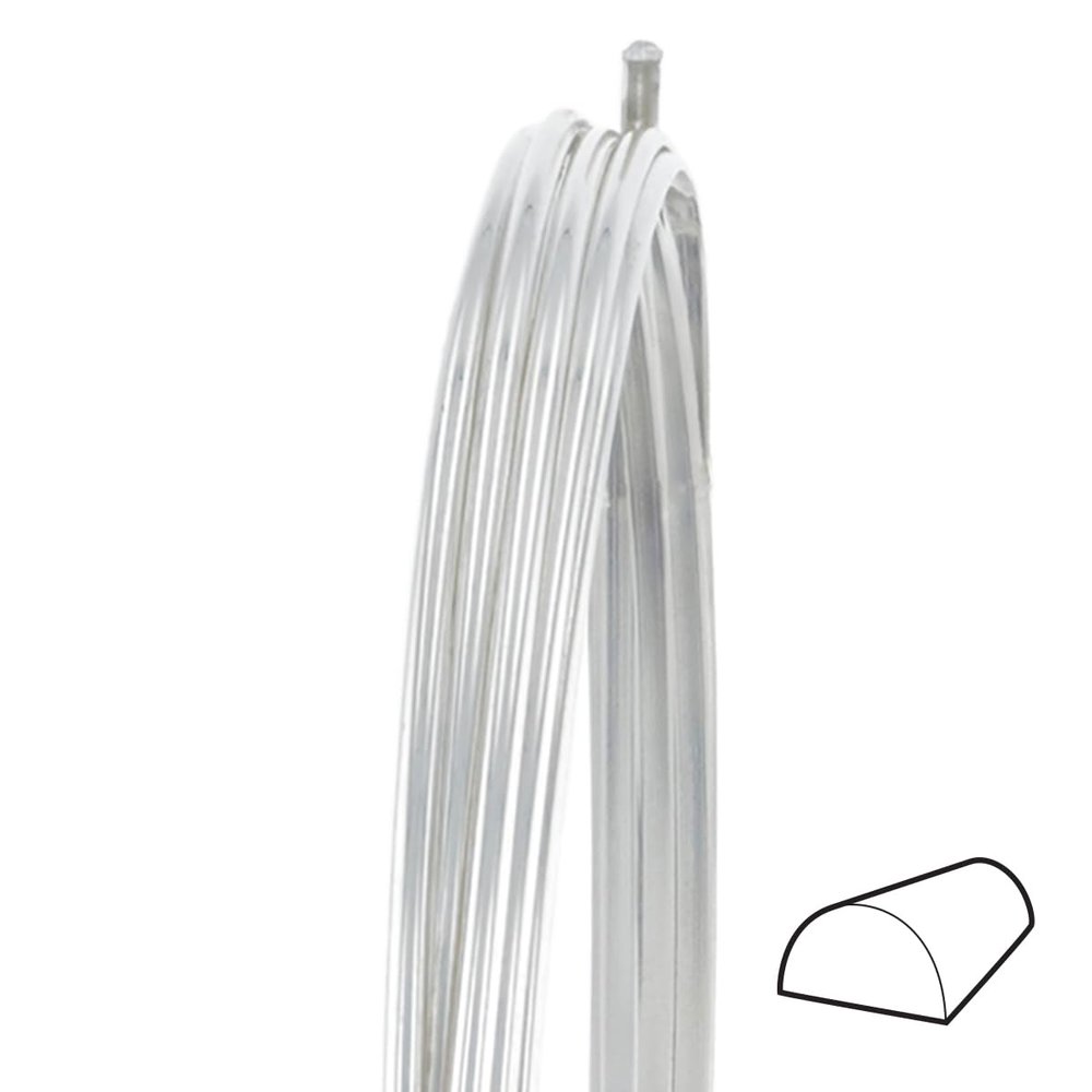 WireJewelry 8 Gauge Half Round Dead Soft Argentium .940 Silver Wire - 25 Feet