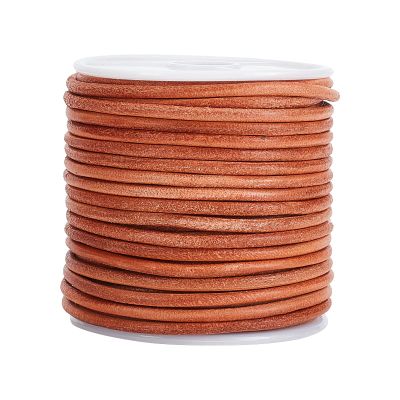 OLYCRAFT 21.9 Yards Genuine Round Leather String Cord 2.6mm Rope for Jewelry Burlywood Color Leather String Cord for Jewelry Making, Necklaces, Bracelets, Braiding, Wraps, Crafts and Hobby Project