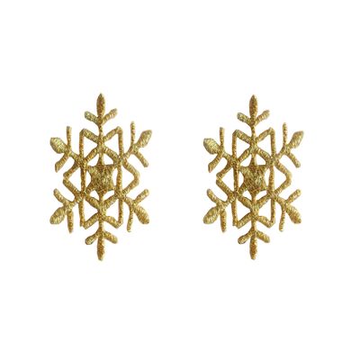 ETDesign #E03021 Small Lot 2Pcs Gold Snowflake,Snow Christmas,Holiday,Winter Embroidery Iron On Applique Patch-1 1/2" by 1 1/2"