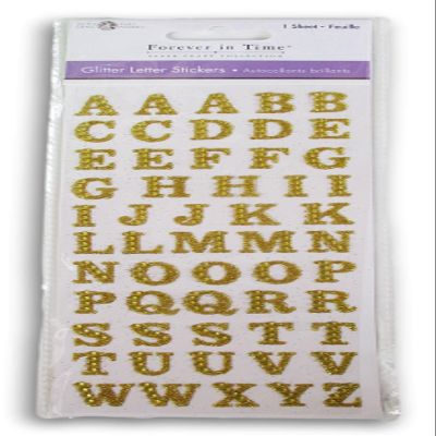 Gem Studded Alphabet Stickers - Gold Colored Adhesive Small Letter Stickers for Cardmaking, Scrapbooking, Crafts - 0.5 Inches - 55 Pieces