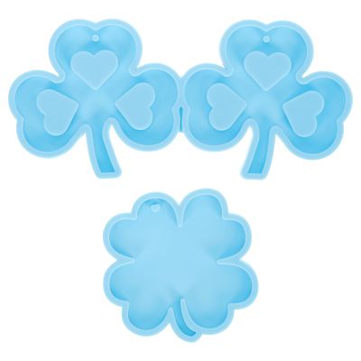 2Pcs St. Patricks Day Silicone Molds St. Patricks Day Keychain Resin Shamrock Silicone Four Leaf Keychain for DIY Decor