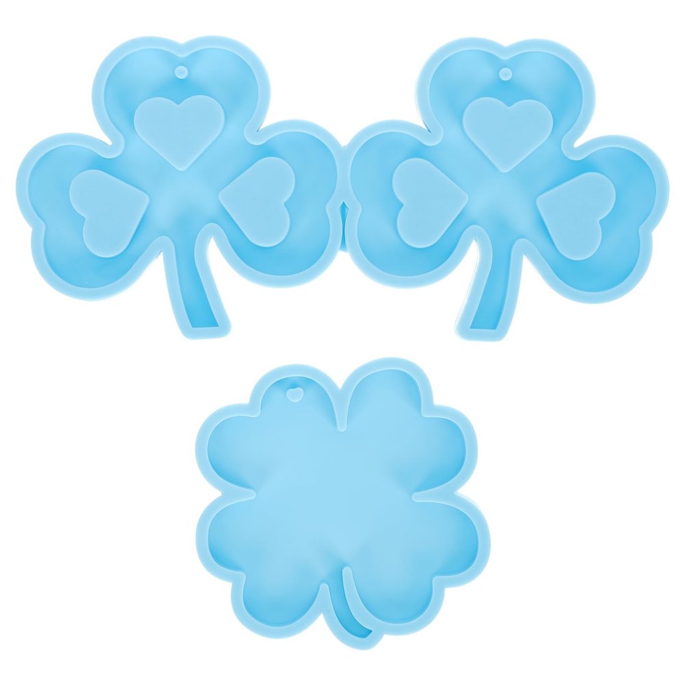 2Pcs St. Patricks Day Silicone Molds St. Patricks Day Keychain Resin Shamrock Silicone Four Leaf Keychain for DIY Decor
