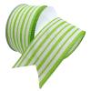 Morex Ribbon Wired Linen Spring Cabana Stripes Ribbon, 2.5 inches by 10 Yards, Apple Green, 7579.60/10-550 view 1