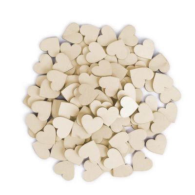 100Pcs 1.5" Wooden Hearts for Crafts, Small Wood Hearts Cutout Slices, DIY Unfinished Wooden Ornaments Embellishments, Heart Sign Tag for Valentine's Day, Birthday, Party, Wedding Guest Book Decor
