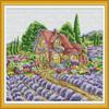 CaptainCrafts New Cross Stitch Kits Embroidery Kit Full Range Villages Landscape Pre-Printed and Counted Fabrics Kits for Adults Beginners Home Decor (Unpreprint 14CT, House of Lavande) view 1