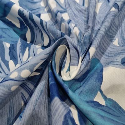 Cotton Poplin Blue and Ivory Hawaiian Print 58"~Wide BY THE Yard